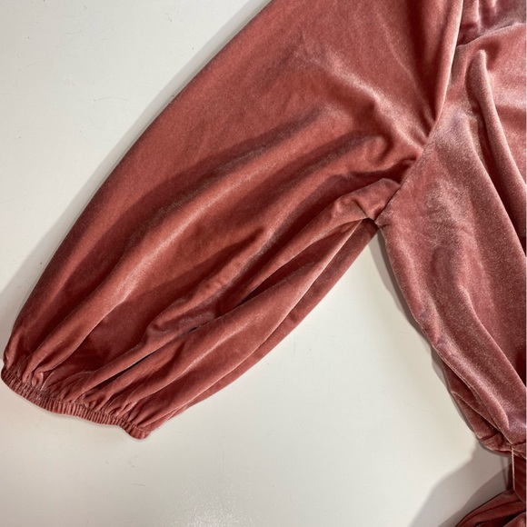 ELOQUII Like Pink Velvet Balloon Sleeves V-Neck Tie Waist Jumpsuit NWT 22-24 - Picture 11 of 16